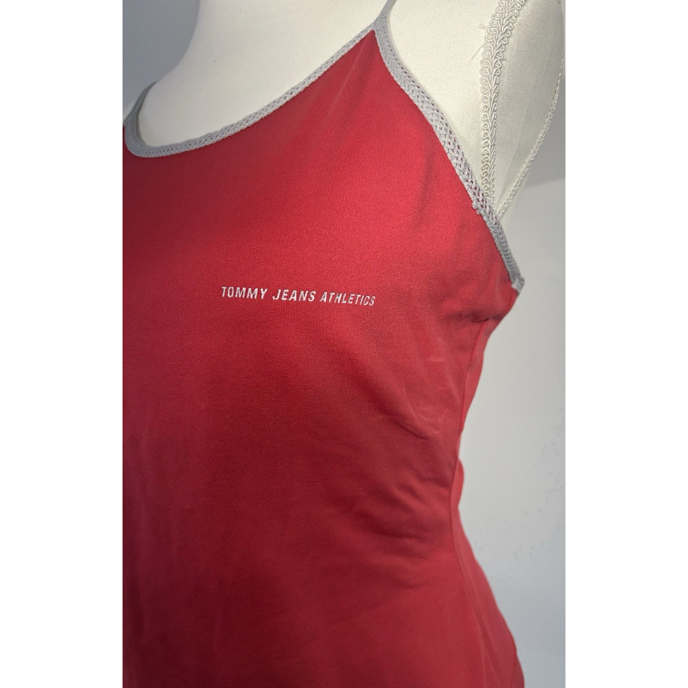 Tommy Jeans Athletics Women's Large Tank Top Shelf Bra Red Orange Vintage 90s - Picture 2 of 8